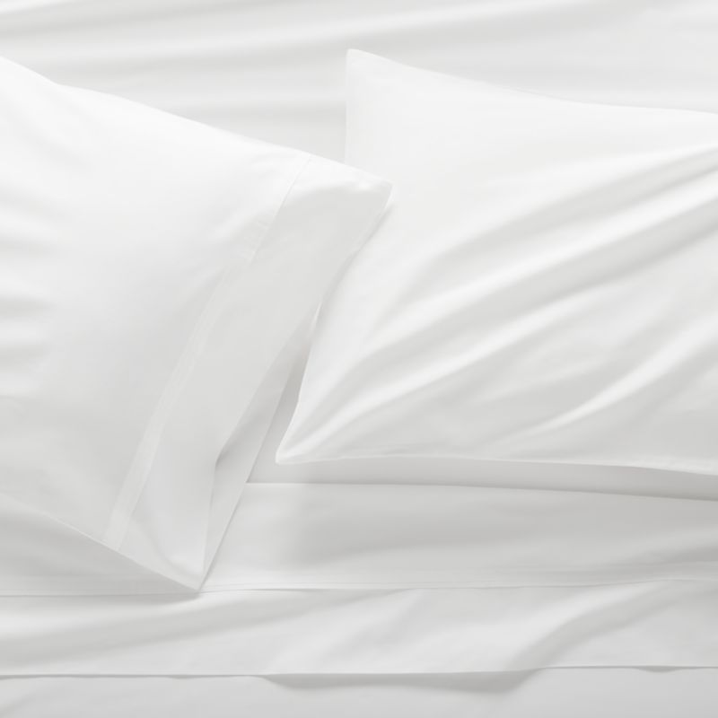 Organic 400 Thread Count Sateen White Full Sheet Set + Reviews Crate & Barrel