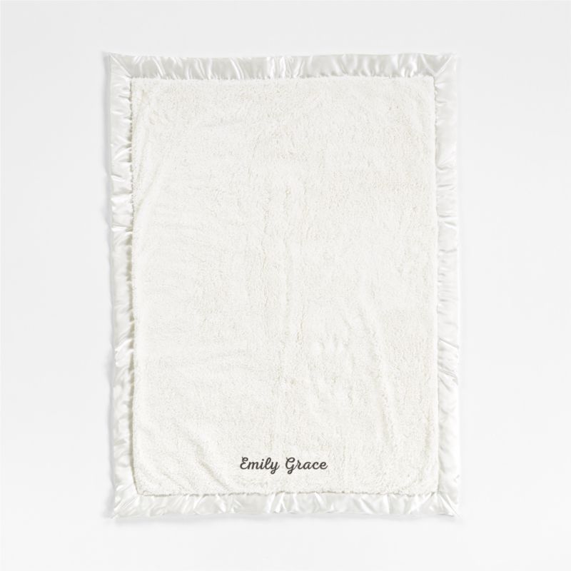 Cream Satin Trim Plush Baby Stroller Blanket - image 4 of 8