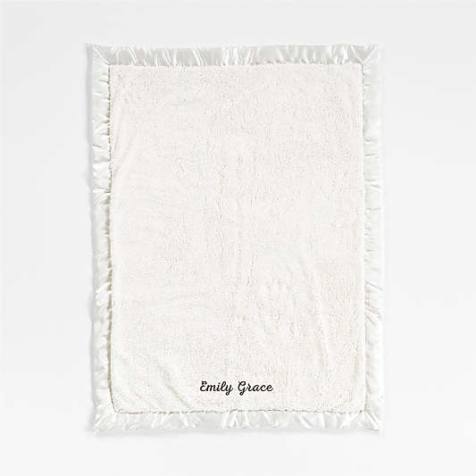 Satin Trim Cream Plush Baby Stroller Blanket
