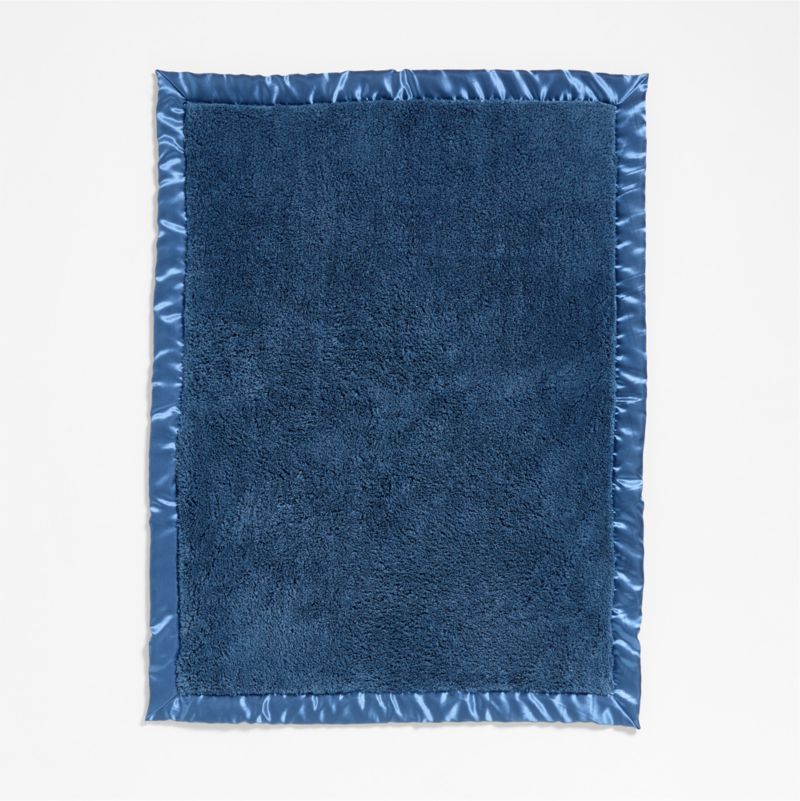 Satin Trim Light Navy Blue Plush Baby Stroller Blanket - image 2 of 5