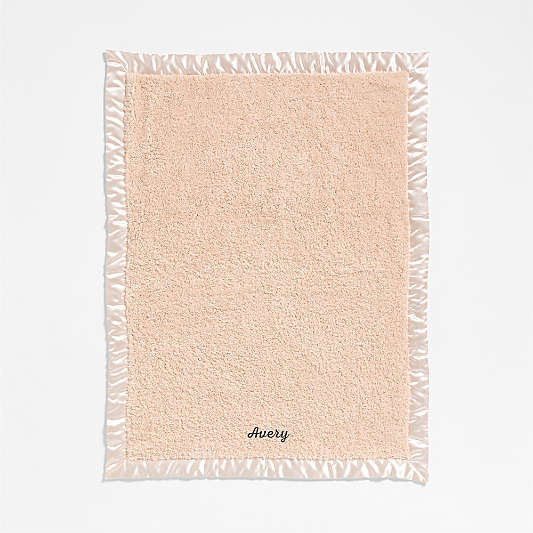 Luminous Pink Satin Trim Recycled Plush Baby Stroller Blanket