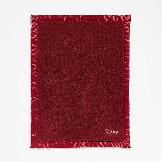 Satin Trim Luminous Red Plush Baby Stroller Blanket