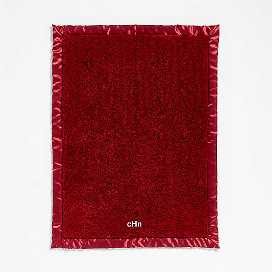 Luminous Red Satin Trim Plush Baby Stroller Blanket
