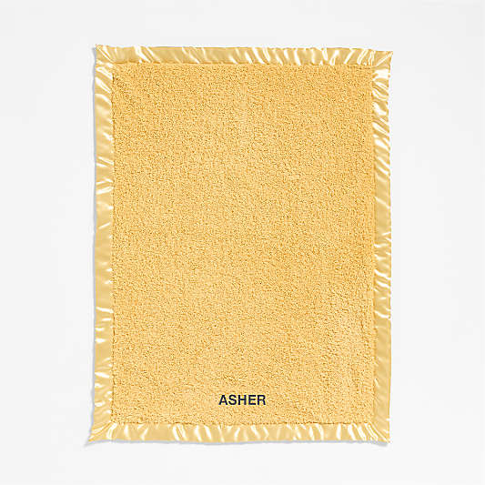 Luminous Yellow Satin Trim Plush Baby Stroller Blanket