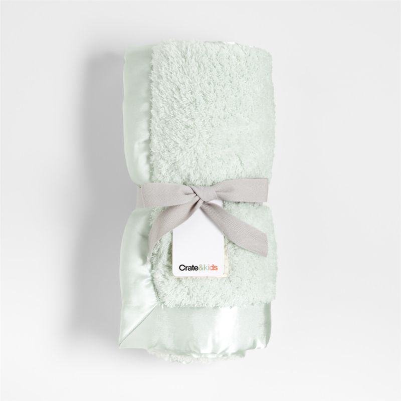 Mint Satin Trim Plush Baby Stroller Blanket - image 4 of 9