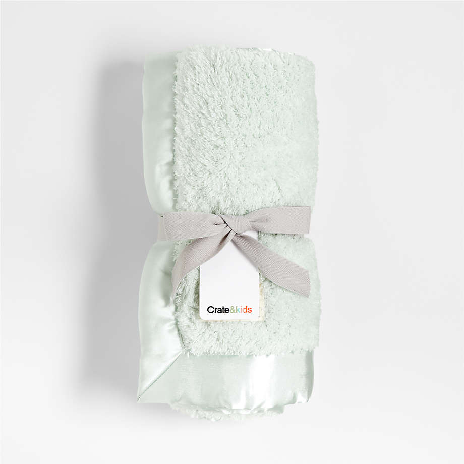 Mint Satin Trim Plush Baby Stroller Blanket + Reviews