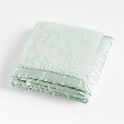 Mint Satin Trim Plush Baby Stroller Blanket