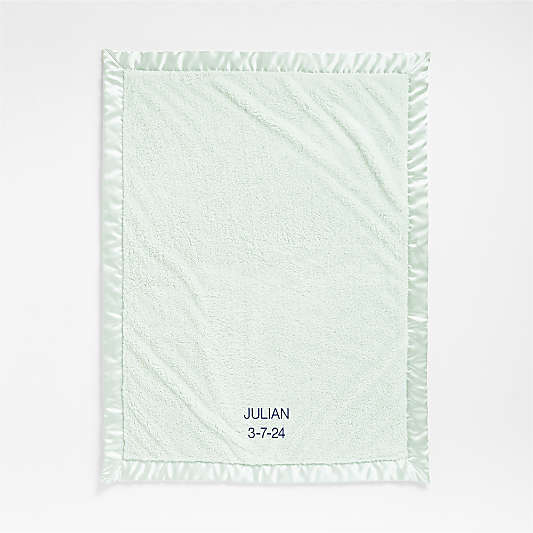 Mint Satin Trim Plush Baby Stroller Blanket