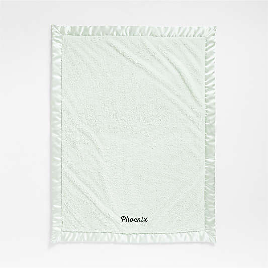 Satin Trim Mint Plush Baby Stroller Blanket