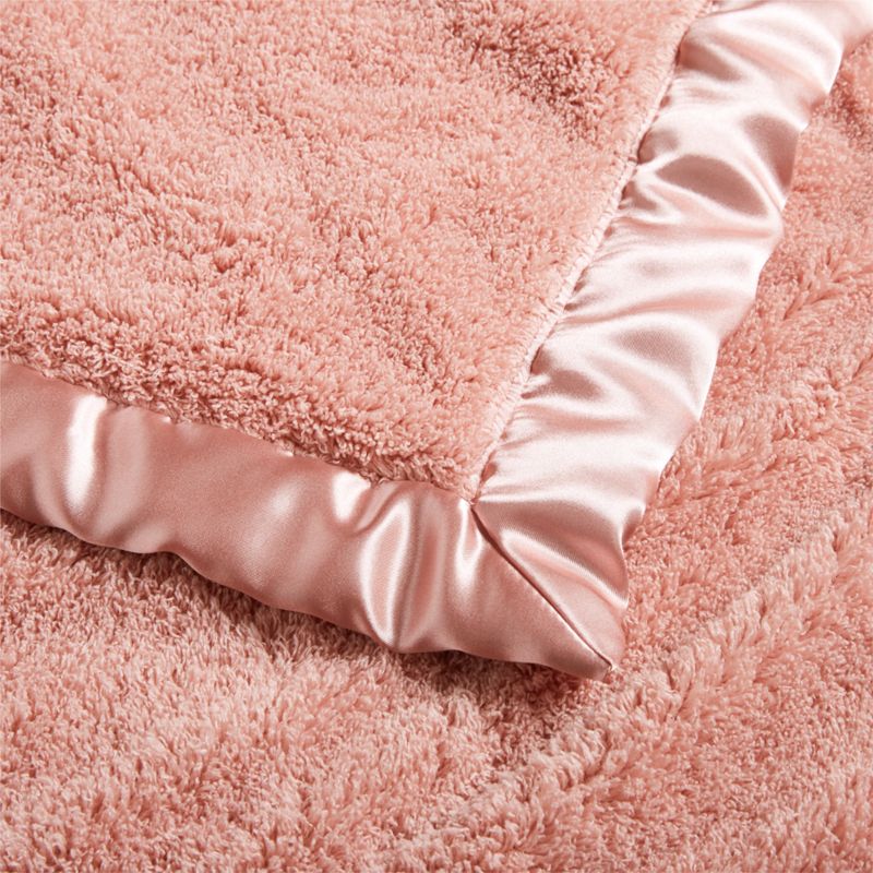 Rose Pink Satin Trim Plush Baby Stroller Blanket - image 7 of 9