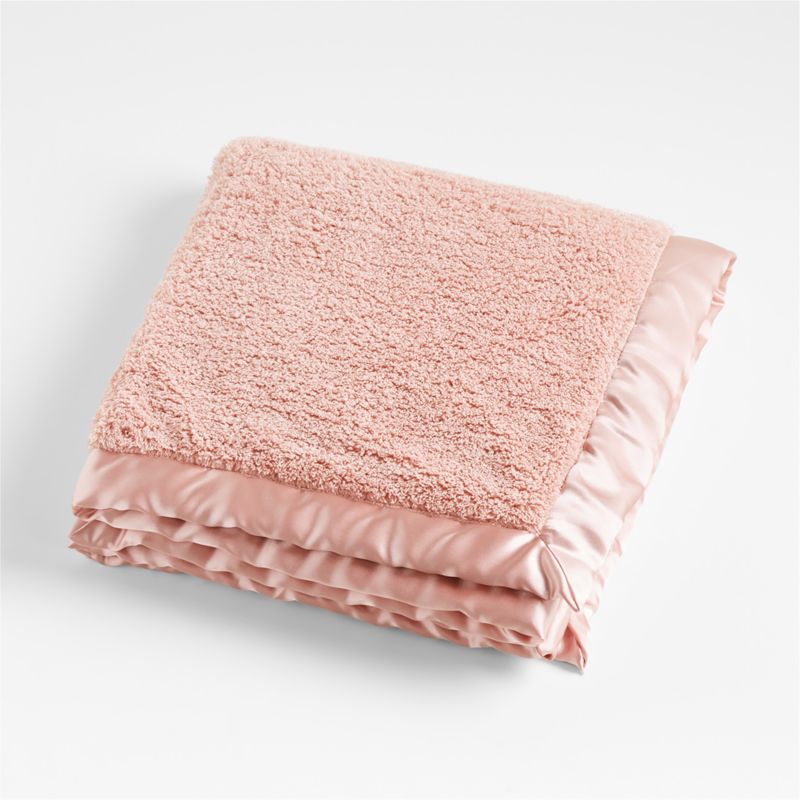 Rose Pink Satin Trim Plush Baby Stroller Blanket - image 0 of 9