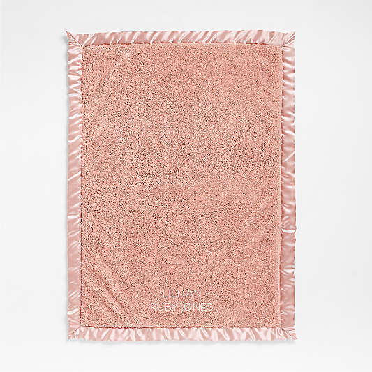 Rose Pink Satin Trim Plush Baby Stroller Blanket