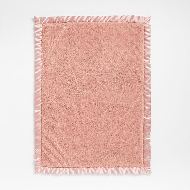 Rose Pink Satin Trim Plush Baby Stroller Blanket - image 6 of 9