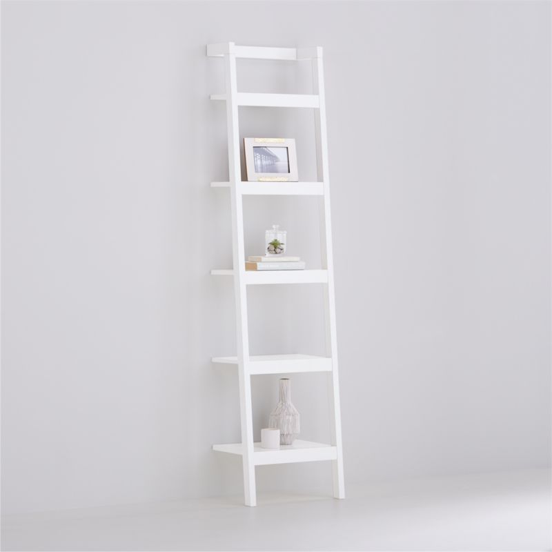 Sawyer White Leaning 18 Bookcase, Leaning Bookcase With Storage Bins