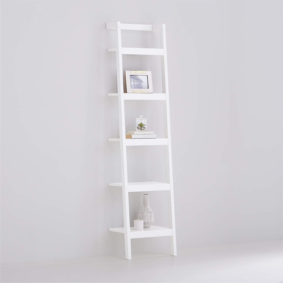 Sawyer White Leaning 18 Bookcase, Ladder Bookcase Made In Usa