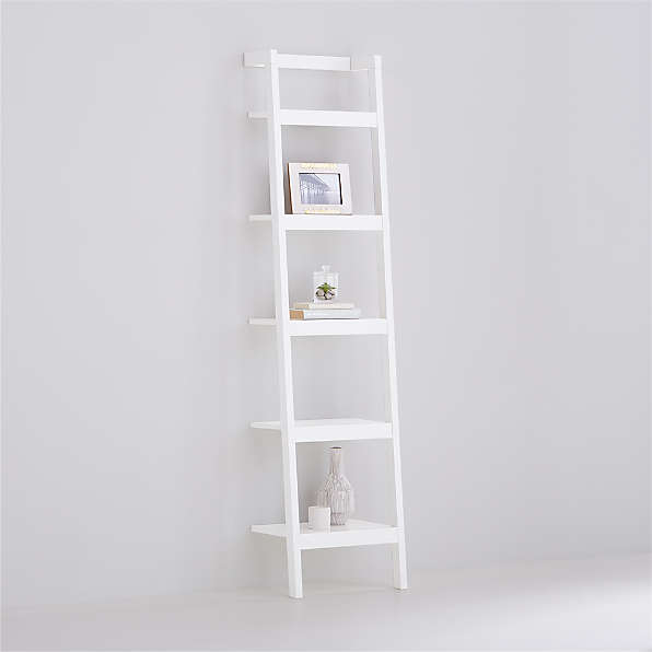 Ladder Bookcases Shelves Crate Barrel, Short Ladder Bookcase White