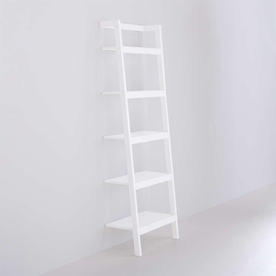 Crate and barrel store white ladder shelf