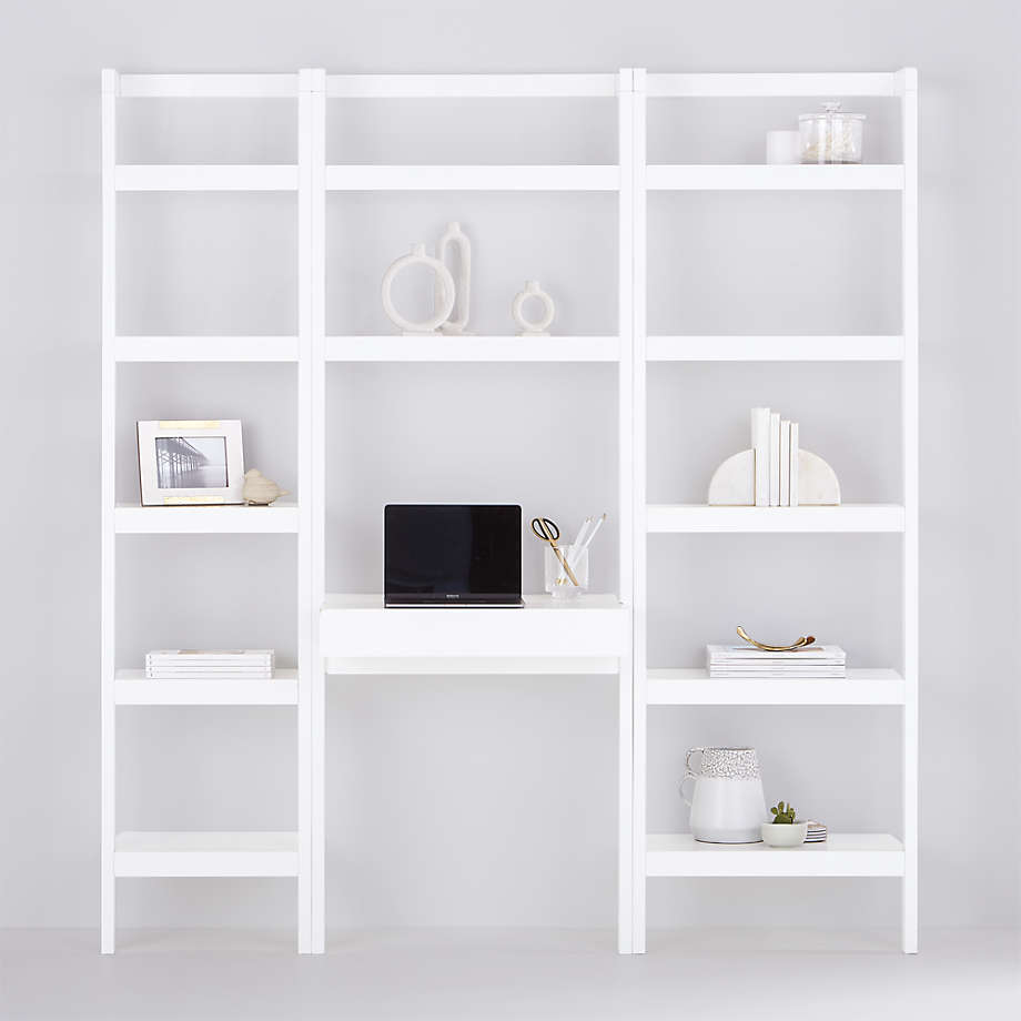 Sawyer White Leaning 18 Bookcase, 18 Inch Wide Bookcase White