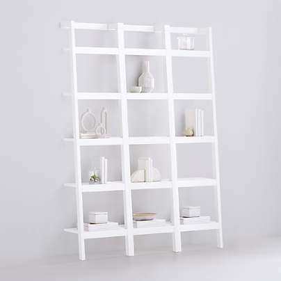 Sawyer White Leaning Desk With Two 18, White Ladder Bookcase Canada