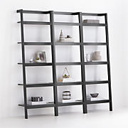 Sawyer Black Leaning 24.5'' Bookcases, Set of 3