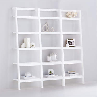 Sawyer White Leaning 24.5'' Bookcases, Set of 3