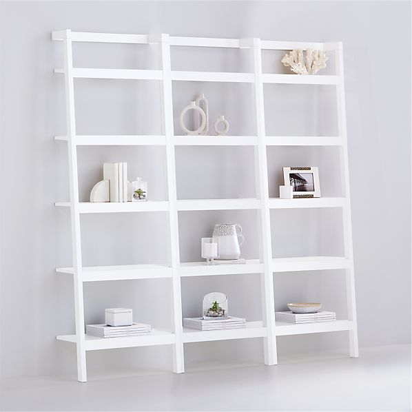 Ladder Bookcases Shelves Crate And, Crate And Barrel Sloane Espresso Leaning Bookcase