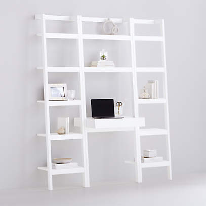Sawyer White Leaning Desk With Two 18, White Home Office Bookcase