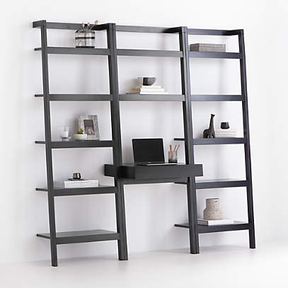 Sawyer Black Leaning Desk With Two 24 5, Crate And Barrel Ladder Bookcase