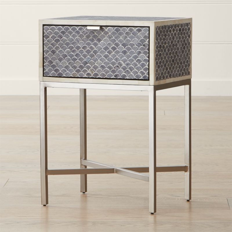 Scallop Grey Bone Inlay Nightstand - image 8 of 15