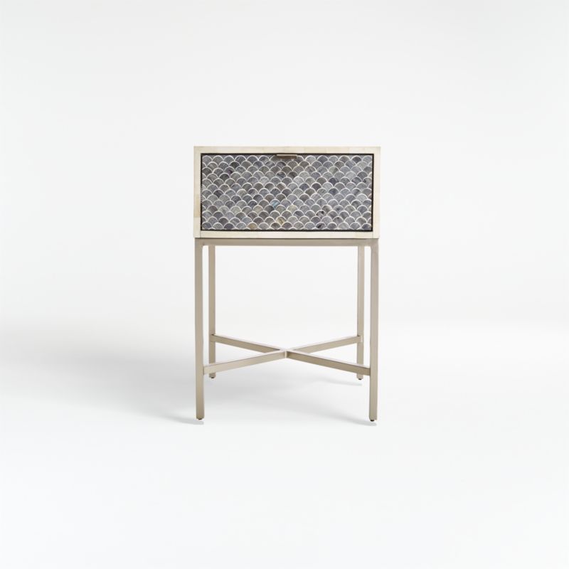 Scallop Grey Bone Inlay Nightstand - image 2 of 15