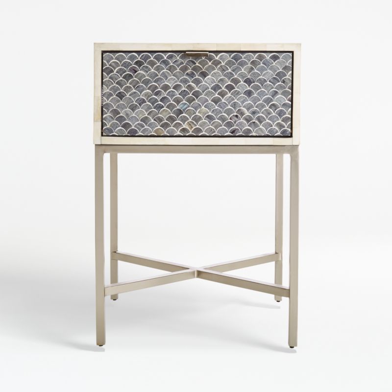 Scallop Grey Bone Inlay Nightstand - image 0 of 15