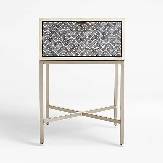 Scallop Grey Bone Inlay Nightstand