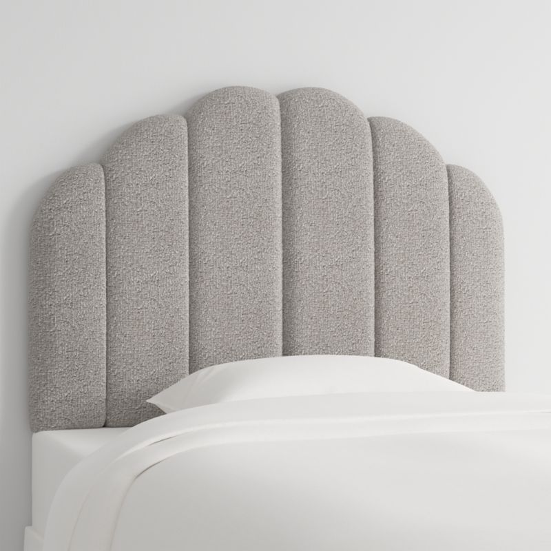 Scallop Channel Grey Boucle Twin Wall-Mounted Headboard - image 2 of 6