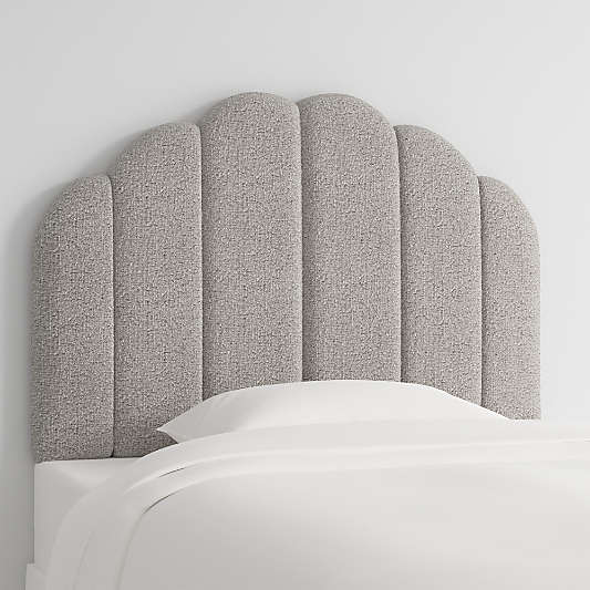 Scallop Channel Grey Boucle Twin Wall-Mounted Headboard