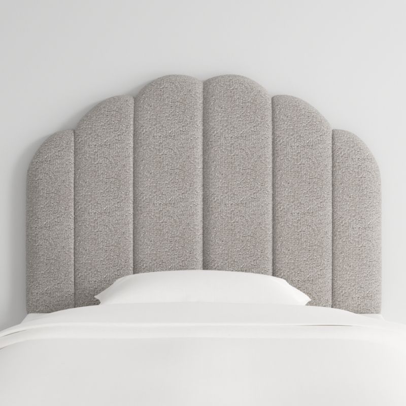 Scallop Channel Grey Boucle Twin Wall-Mounted Headboard - image 0 of 6