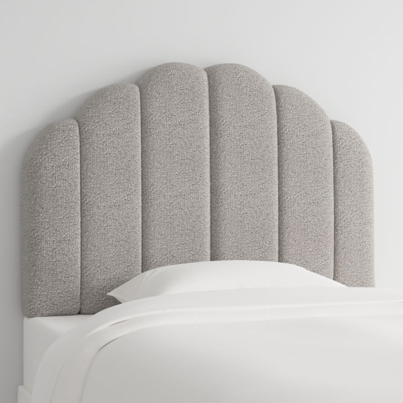 Scallop Channel Grey Boucle Twin Charging Wall-Mounted Headboard - image 2 of 6