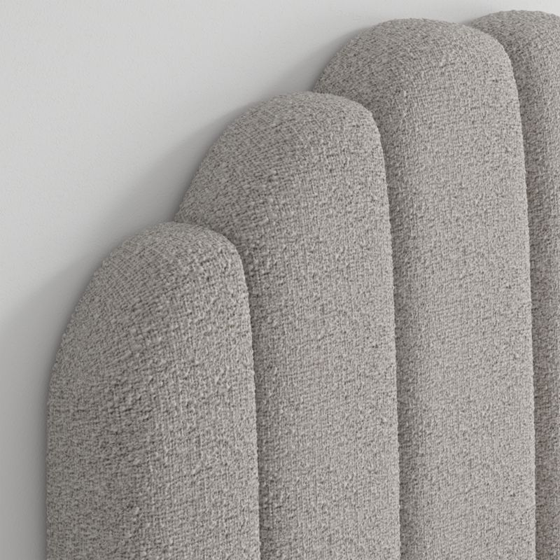 Scallop Channel Grey Boucle Twin Charging Wall-Mounted Headboard - image 3 of 6