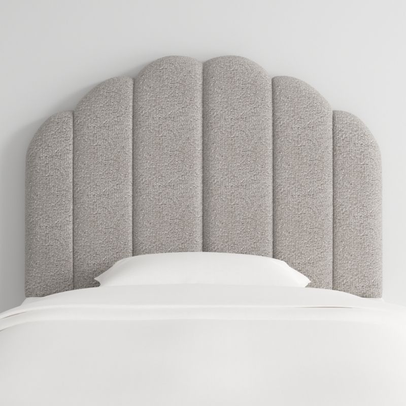 Scallop Channel Grey Boucle Twin Charging Wall-Mounted Headboard - image 0 of 6