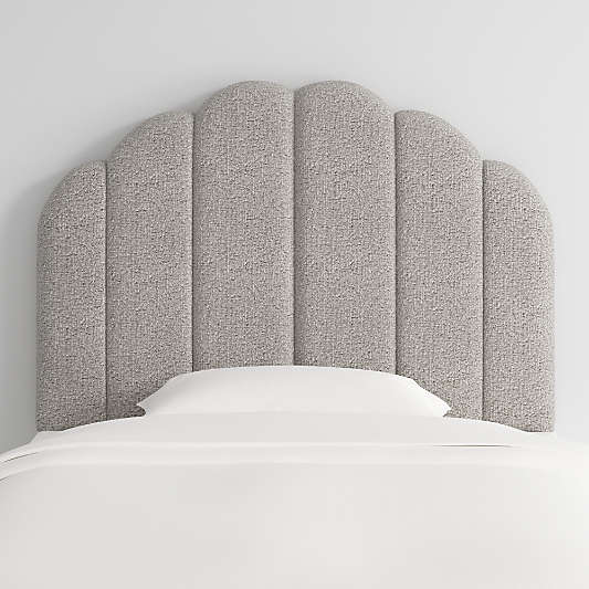 Scallop Channel Grey Boucle Twin Charging Wall-Mounted Headboard