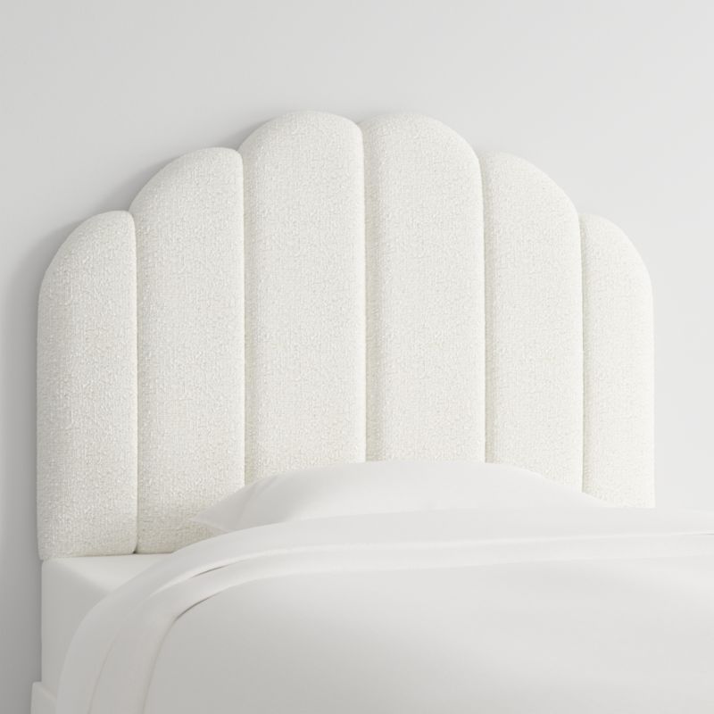 Scallop Channel White Boucle Twin Wall-Mounted Headboard - image 2 of 6