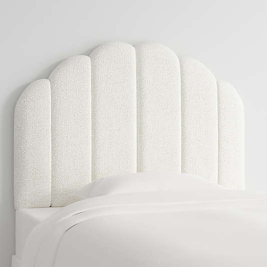 Scallop Channel White Boucle Twin Wall-Mounted Headboard