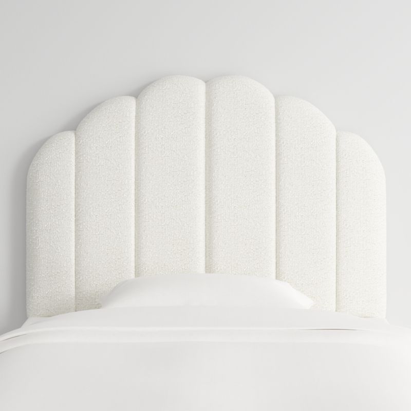 Scallop Channel White Boucle Twin Wall-Mounted Headboard - image 0 of 6