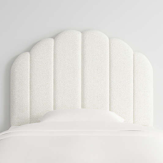 Scallop Channel White Boucle Twin Wall-Mounted Headboard