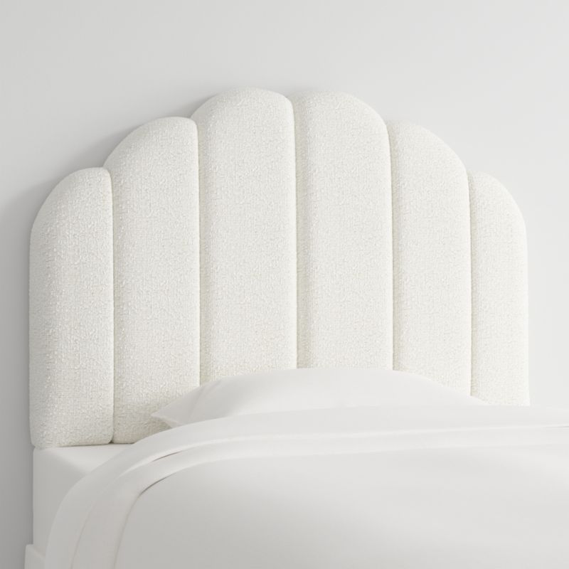 Scallop Channel White Boucle Twin Charging Wall-Mounted Headboard - image 2 of 6