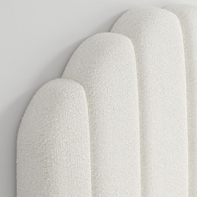 Scallop Channel White Boucle Twin Charging Wall-Mounted Headboard - image 3 of 6