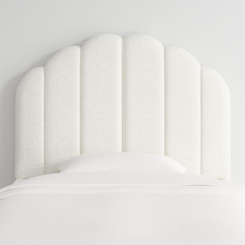 Scallop Channel White Boucle Twin Charging Wall-Mounted Headboard - image 0 of 6