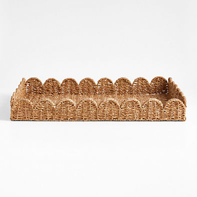 View Scallop Natural Woven Fiber Tray details