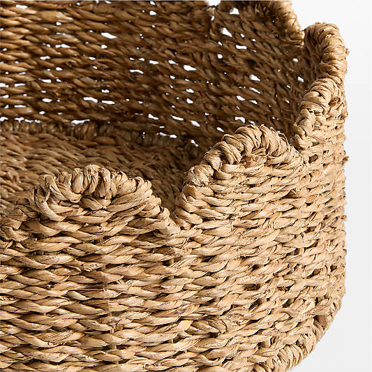 Scallop Natural Woven Fiber 2-Tier Fruit Basket