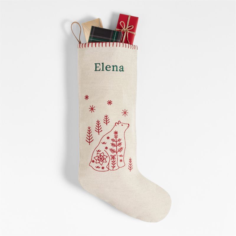 Scandi Heritage Bear Linen Kids Christmas Stocking - image 9 of 10