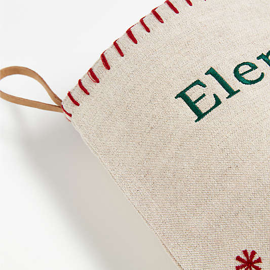 Scandi Heritage Bear Linen Kids Christmas Stocking